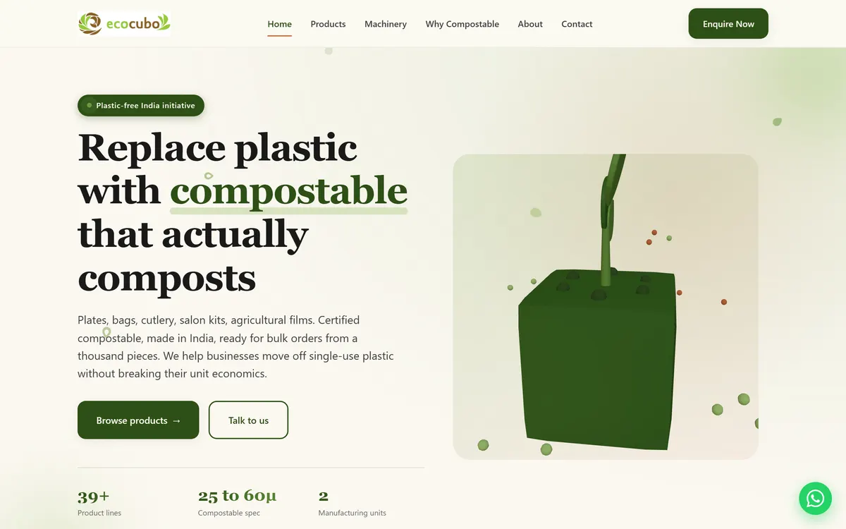 ecocubo.in homepage